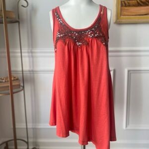 Sweet by Miss Me Coral Top with Sequin Accents